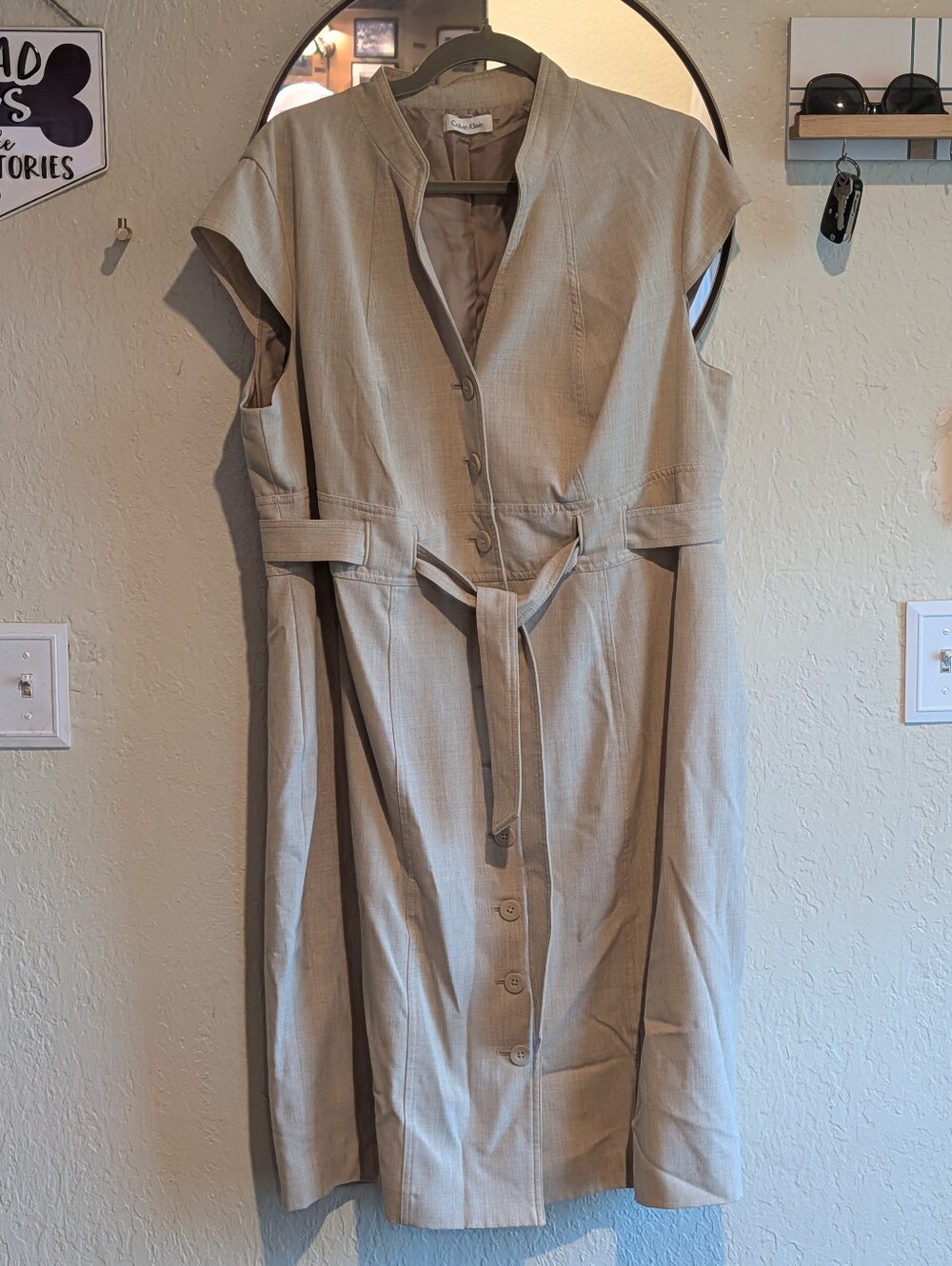 Calvin Klein Button-Front Belted Dress